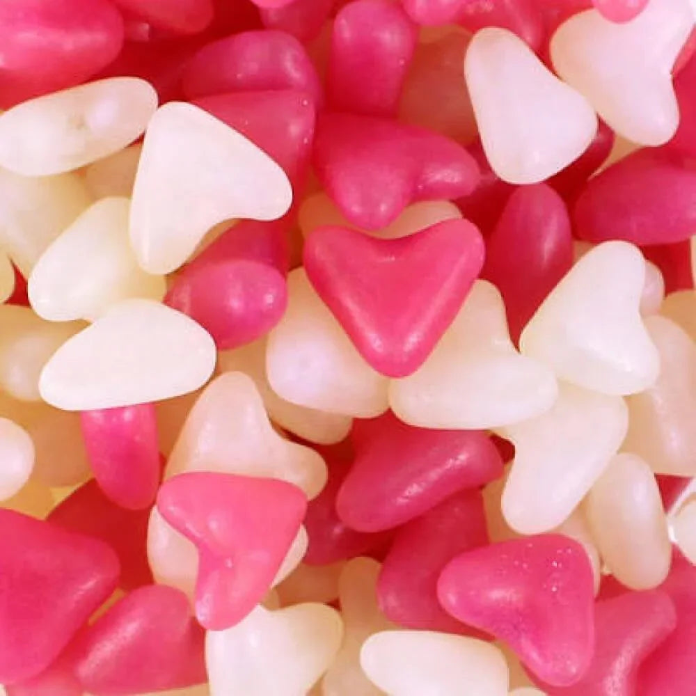 Assorted Jelly Love Hearts from Gummy Galaxy, colorful jelly sweets in heart shapes on a white background.