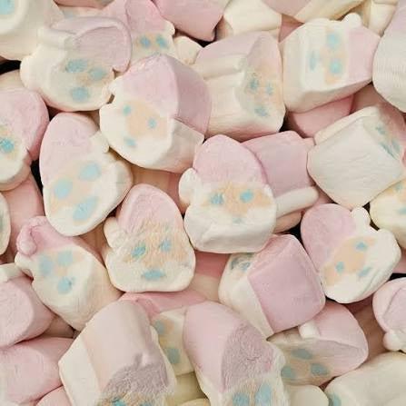 Gummy Galaxy Santa face marshmallows in a clear bag, featuring festive red and white marshmallows shaped like Santa's head.