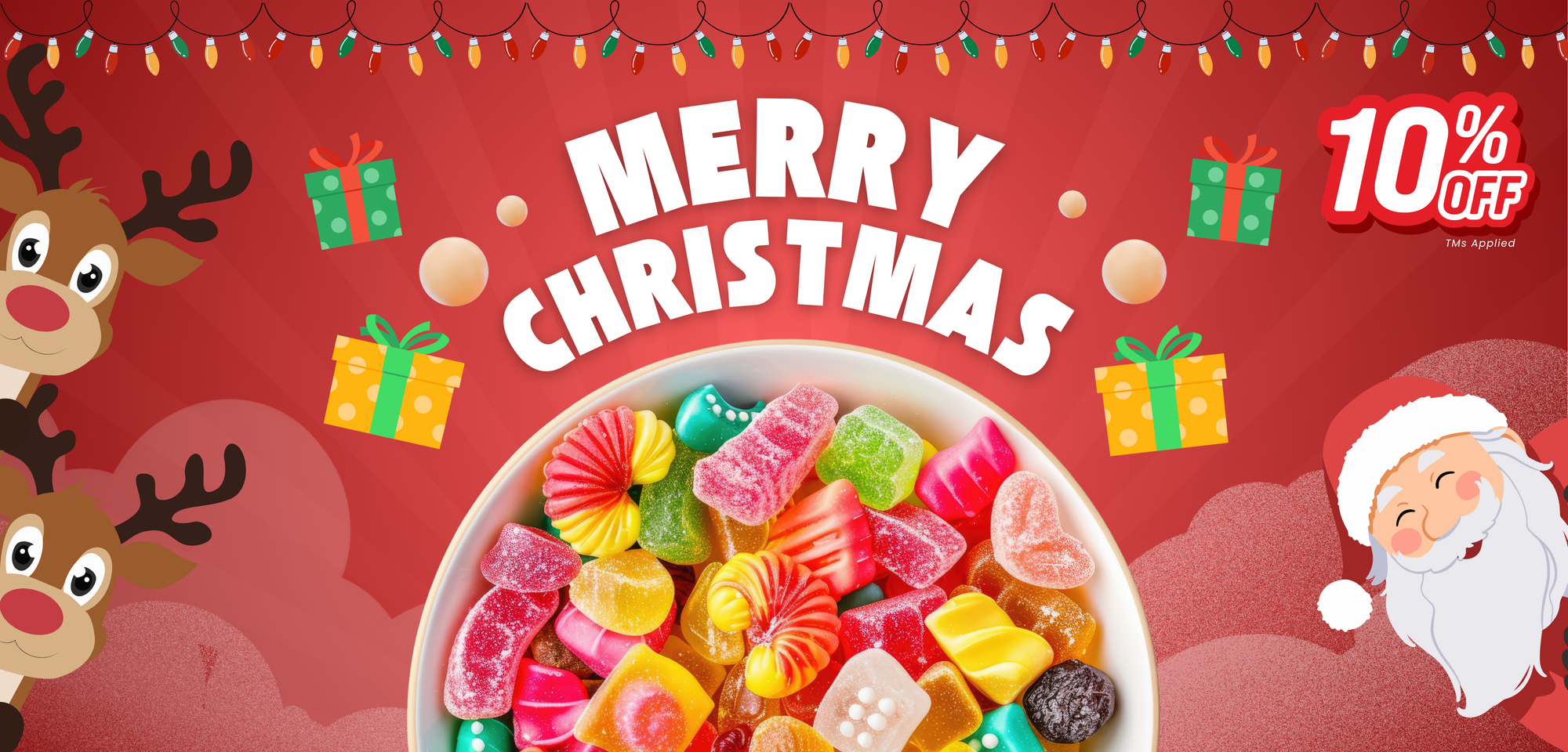 Colorful swirl and heart-shaped lollipops with scattered candies on a clean white background, featuring the text ‘Sweet adventures awaits in Every Bites’