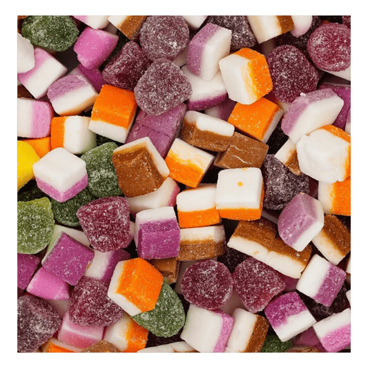 Assorted Dolly Mixture gummy candies from Gummy Galaxy in a colorful pick and mix selection.