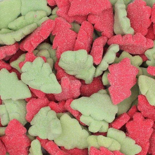 Gummy Galaxy Fizzy Christmas Trees, colorful fizzy sweets with festive tree shapes and sparkling sugar coating.