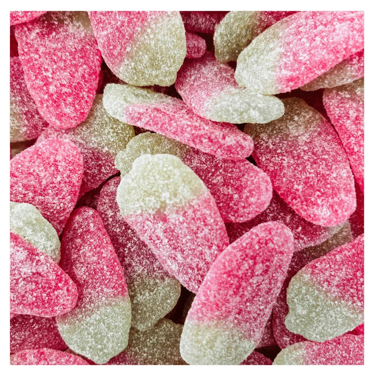 Giant Fizzy Strawberries by Gummy Galaxy, colorful fizzy sweets shaped like strawberries in a 100g package.