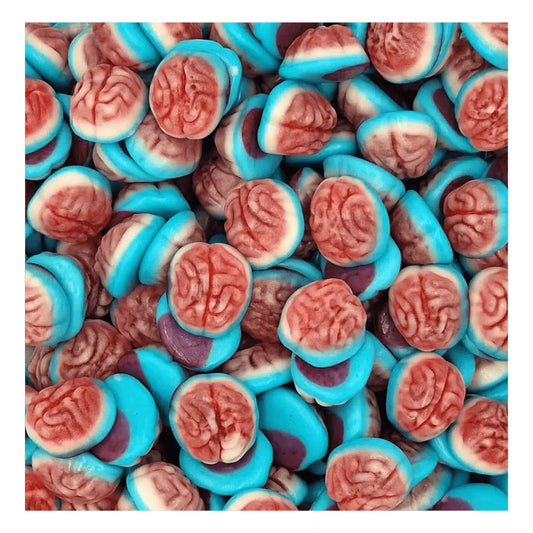 Colorful Gummy Galaxy Jelly Filled Brains, vibrant jelly sweets shaped like brains with a glossy finish, perfect for candy lovers.