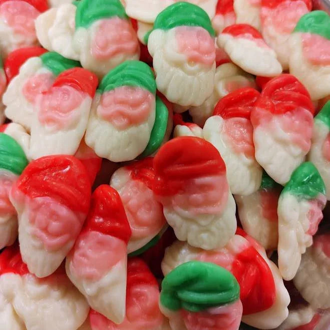 Gummy Galaxy Jelly Santa Claus sweets in red and white, shaped like Santa with festive holiday details.