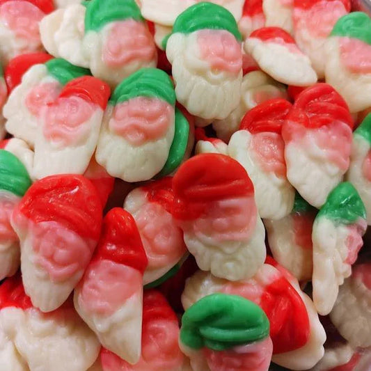 Gummy Galaxy Jelly Santa Claus sweets in red and white, shaped like Santa with festive holiday details.