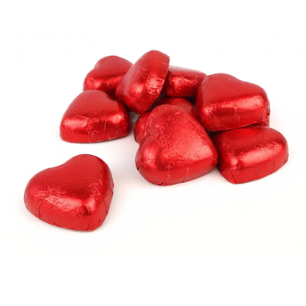 Foiled Gummy Galaxy milk chocolate Valentine hearts in colorful wrappers, perfect for gift-giving and celebrating special occasions.