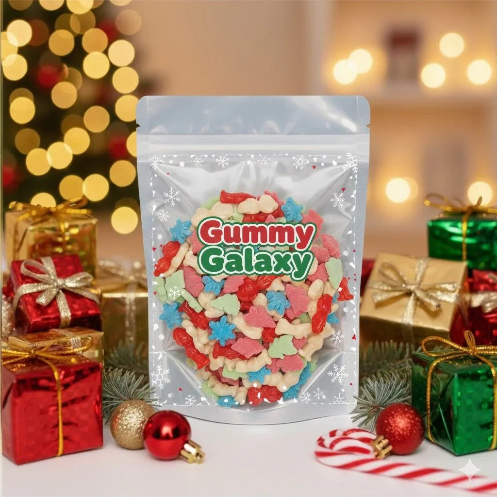 Gummy Galaxy Christmas Trio Sweet Bundle 1.5kg, colorful pick and mix gummy candies for festive celebrations.