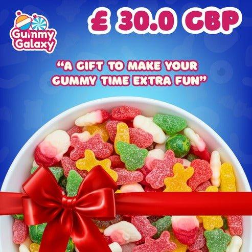 Gummy Galaxy £30 Gift Card showing the Gummy Galaxy brand logo and colorful design on the card.